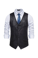 Load image into Gallery viewer, Brown V-Neck Suede Single-Breasted Men's Casual Vest