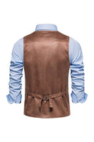 Load image into Gallery viewer, Brown V-Neck Suede Single-Breasted Men's Casual Vest