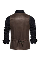 Load image into Gallery viewer, Brown V-Neck Suede Single-Breasted Men's Casual Vest