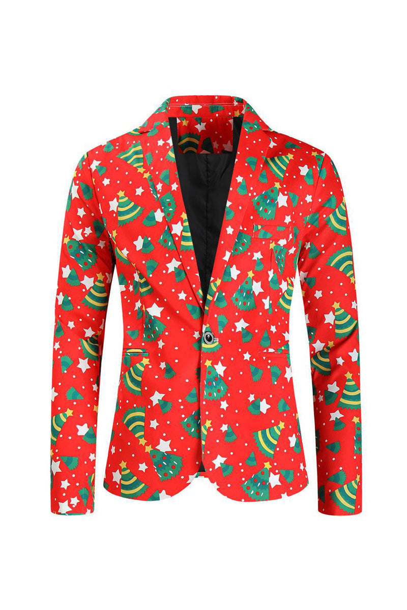Load image into Gallery viewer, Men's Christmas Printed Red 3-Piece One Button Party Suits
