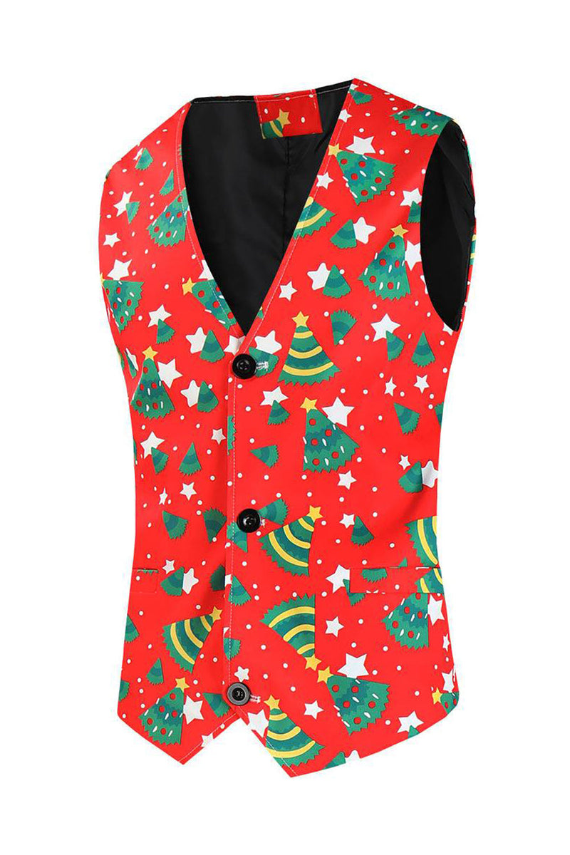 Load image into Gallery viewer, Men's Christmas Printed Red 3-Piece One Button Party Suits