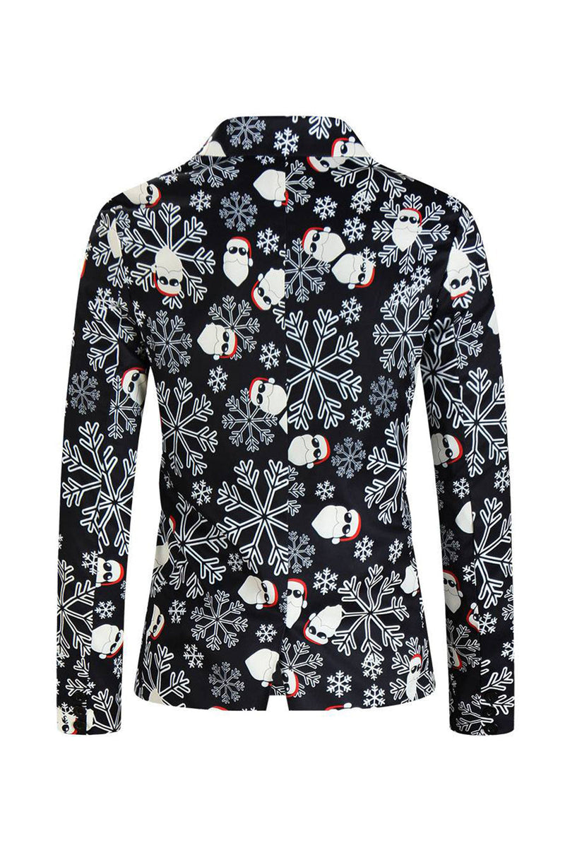 Load image into Gallery viewer, Men's Black Christmas Printed 3-Piece One Button Party Suits