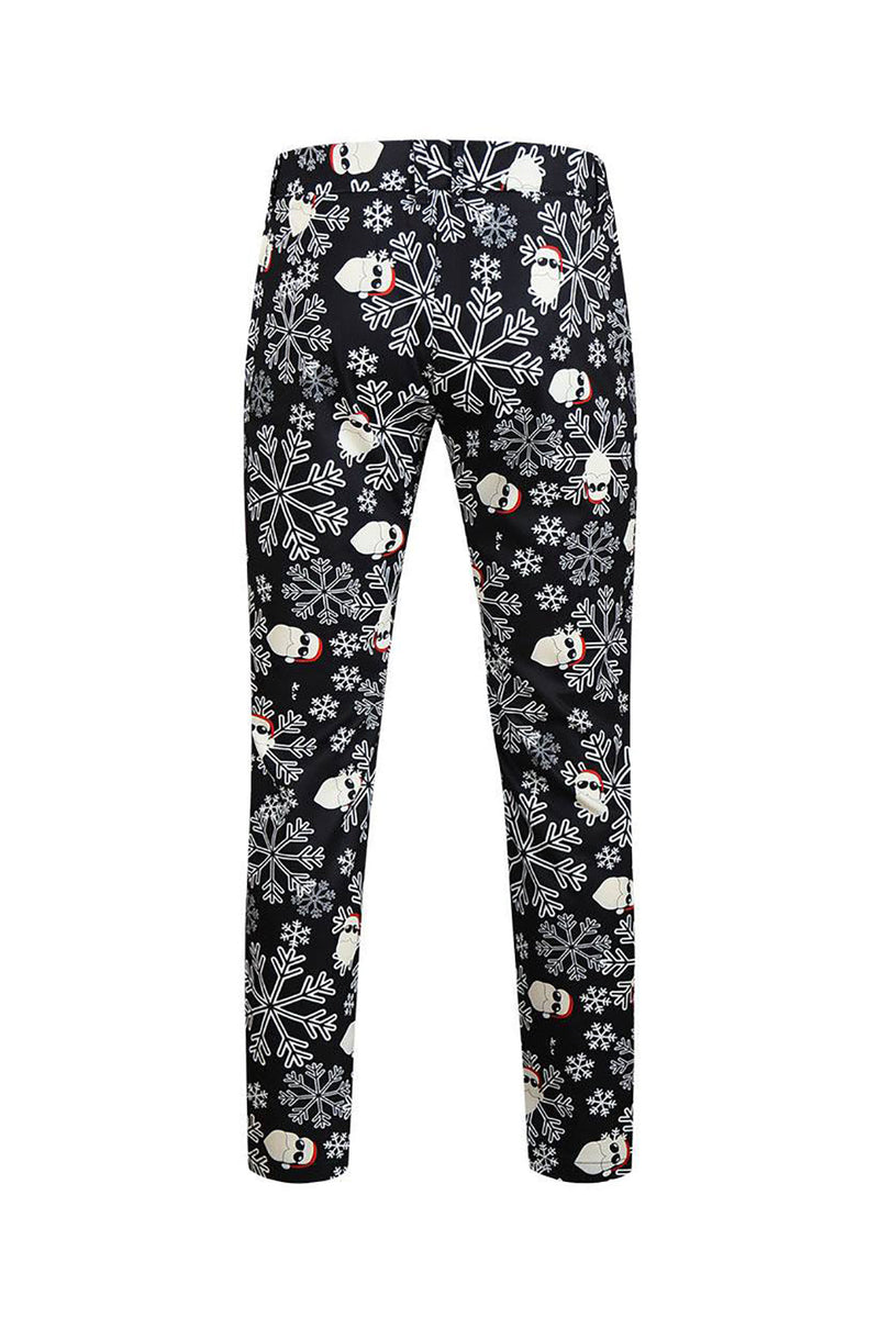 Load image into Gallery viewer, Men's Black Christmas Printed 3-Piece One Button Party Suits