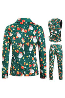 Load image into Gallery viewer, Men's Green Christmas Printed 3-Piece One Button Party Suits
