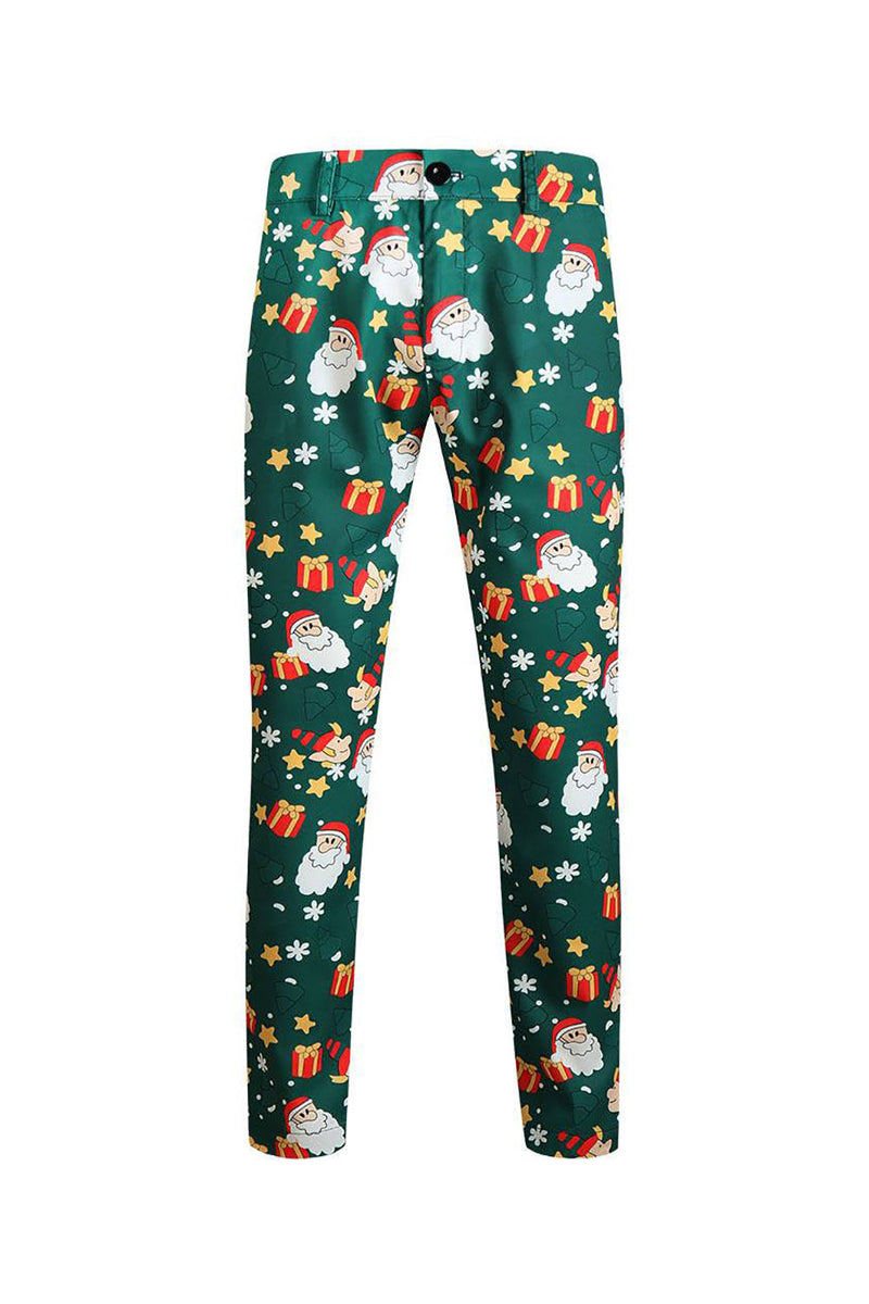 Load image into Gallery viewer, Men's Green Christmas Printed 3-Piece One Button Party Suits