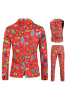 Load image into Gallery viewer, Men's Green Christmas Printed 3-Piece One Button Party Suits
