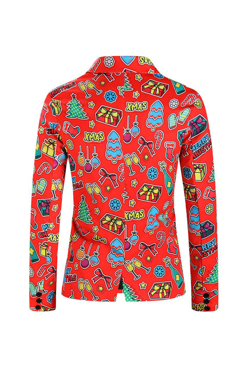 Load image into Gallery viewer, Men's Green Christmas Printed 3-Piece One Button Party Suits