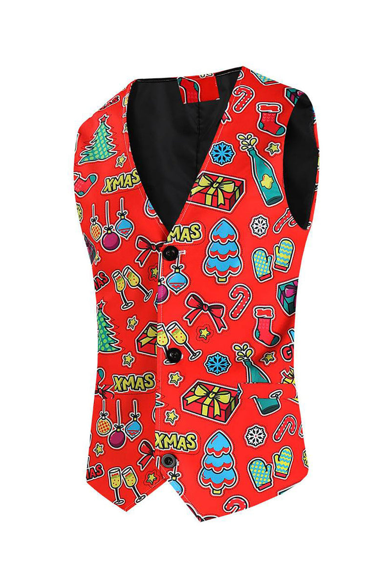 Load image into Gallery viewer, Men's Green Christmas Printed 3-Piece One Button Party Suits