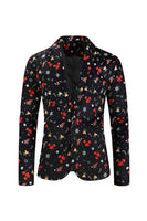 Load image into Gallery viewer, Men's Black Christmas Printed 3-Piece One Button Party Suits
