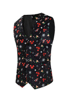 Load image into Gallery viewer, Men's Black Christmas Printed 3-Piece One Button Party Suits