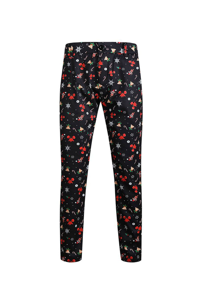 Load image into Gallery viewer, Men's Black Christmas Printed 3-Piece One Button Party Suits