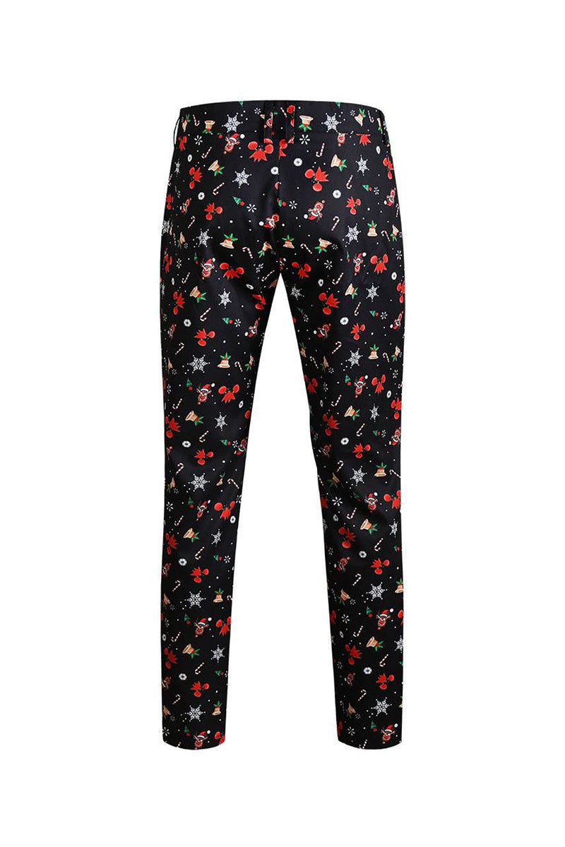 Load image into Gallery viewer, Men's Black Christmas Printed 3-Piece One Button Party Suits