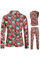 Load image into Gallery viewer, Notched Lapel One Button Santa Claus Printed Red Men's Suits