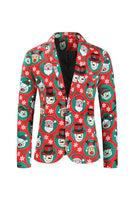 Load image into Gallery viewer, Notched Lapel One Button Santa Claus Printed Red Men's Suits