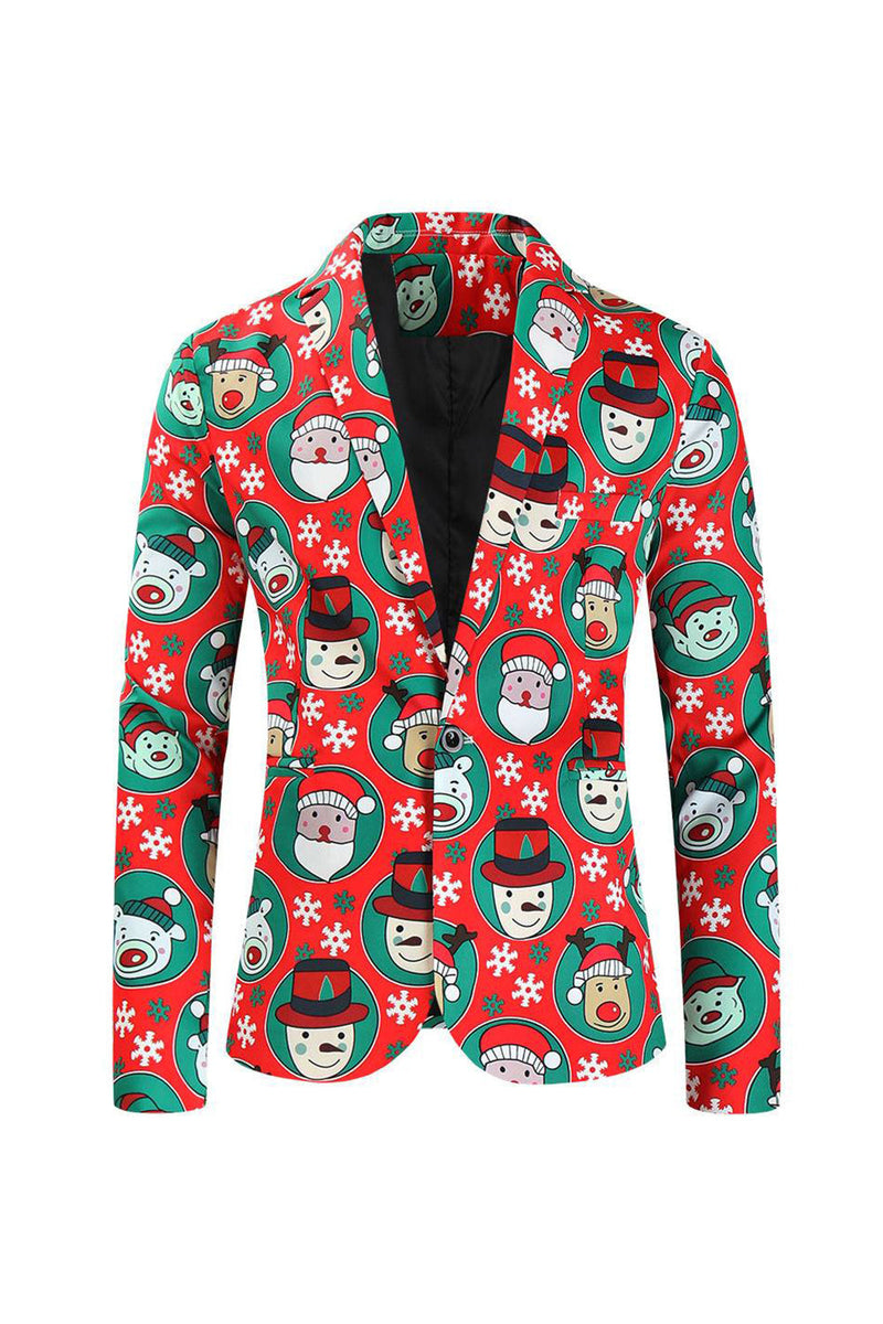 Load image into Gallery viewer, Notched Lapel One Button Santa Claus Printed Red Men's Suits