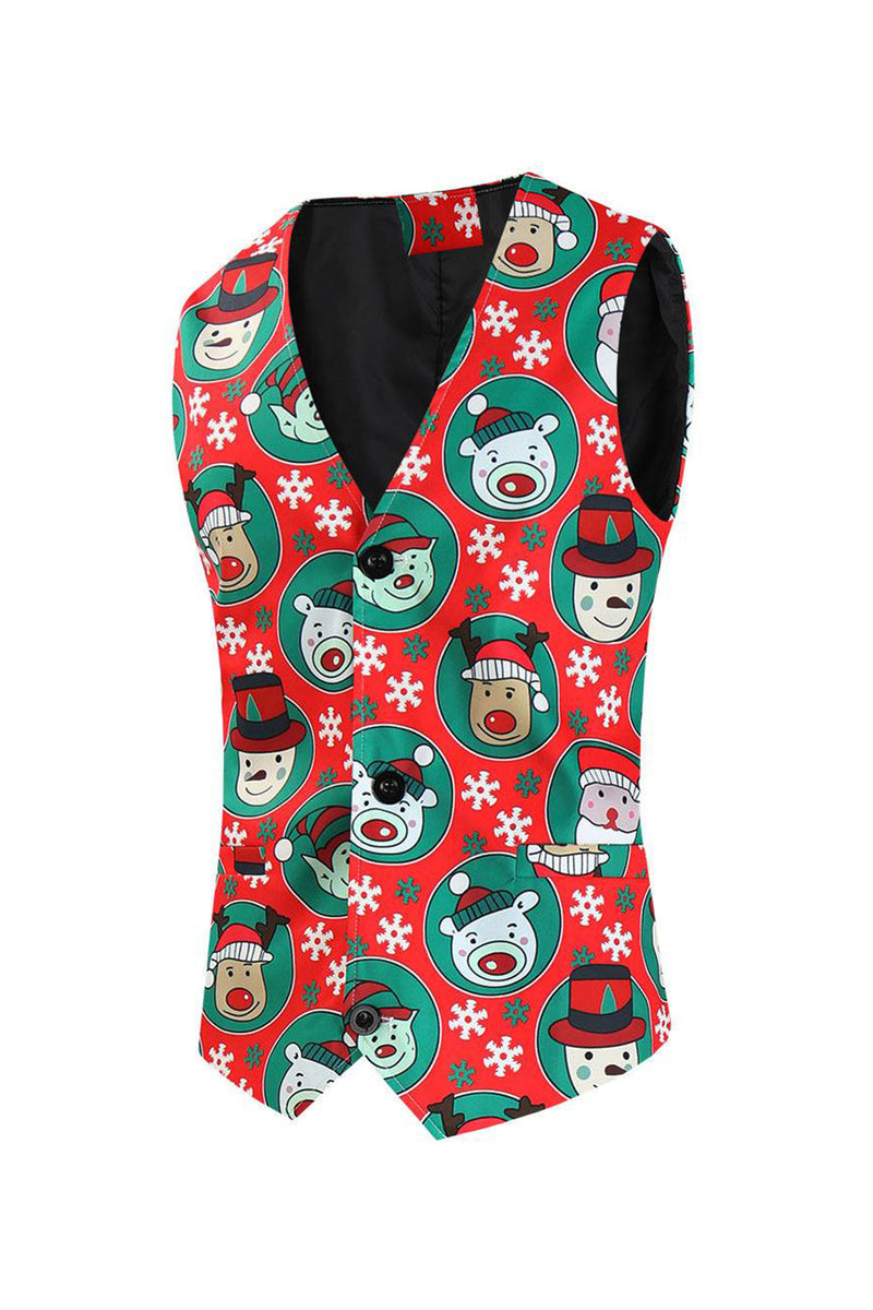Load image into Gallery viewer, Notched Lapel One Button Santa Claus Printed Red Men's Suits