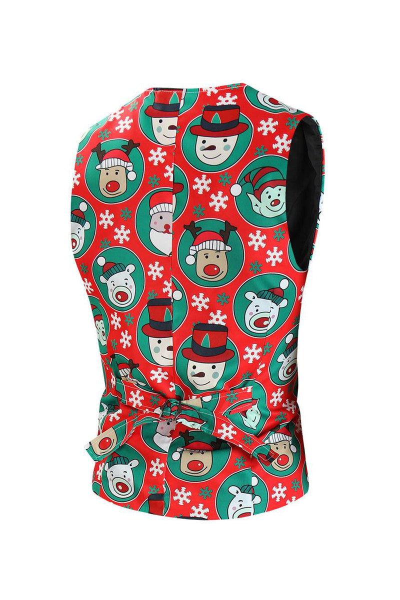 Load image into Gallery viewer, Notched Lapel One Button Santa Claus Printed Red Men's Suits