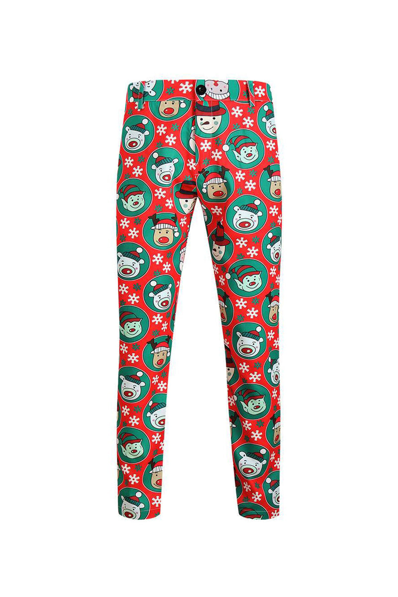 Load image into Gallery viewer, Notched Lapel One Button Santa Claus Printed Red Men's Suits