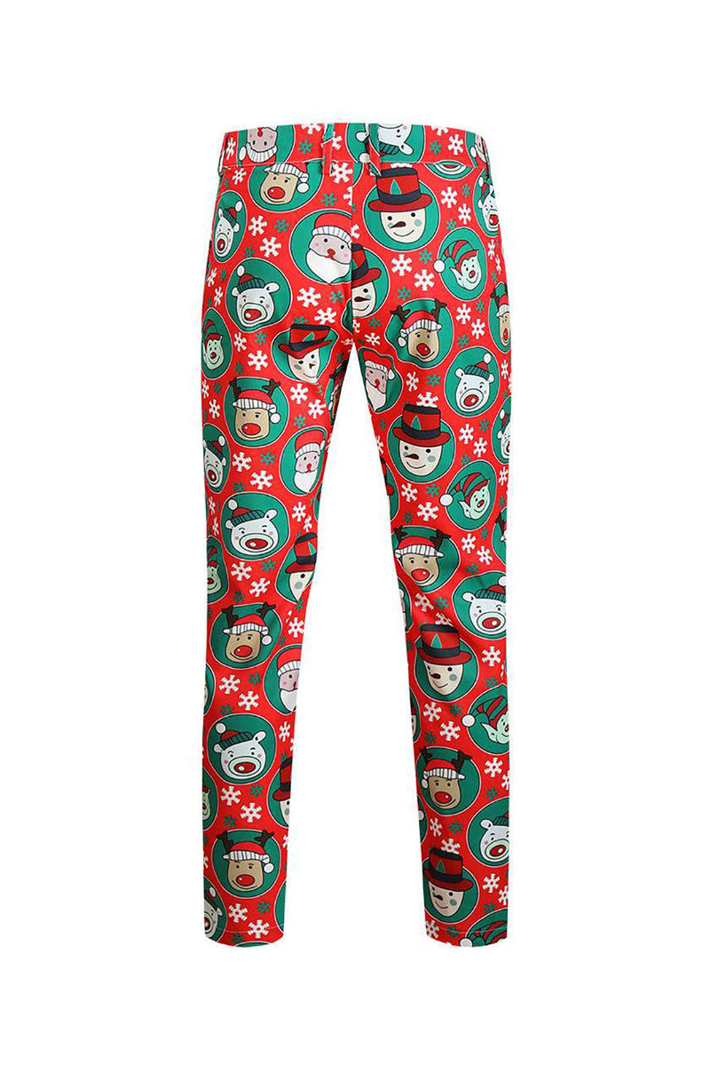 Load image into Gallery viewer, Notched Lapel One Button Santa Claus Printed Red Men's Suits