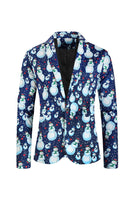 Load image into Gallery viewer, Notched Lapel One Button Blue Snowman Printed Men's Suits
