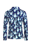 Load image into Gallery viewer, Notched Lapel One Button Blue Snowman Printed Men's Suits