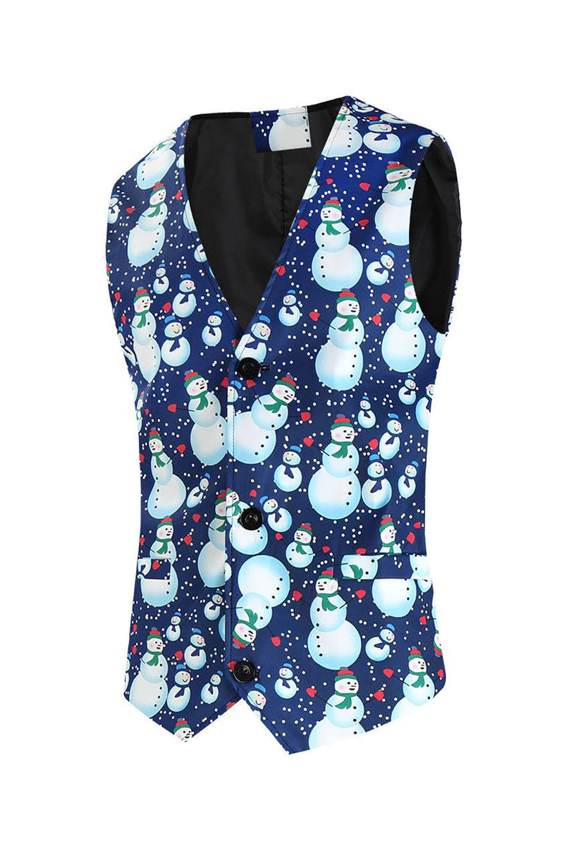 Load image into Gallery viewer, Notched Lapel One Button Blue Snowman Printed Men's Suits