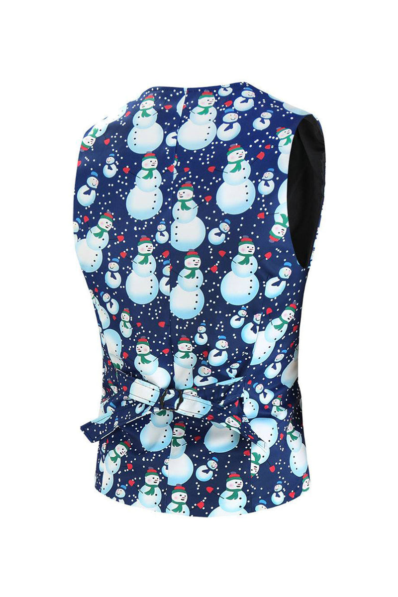 Load image into Gallery viewer, Notched Lapel One Button Blue Snowman Printed Men's Suits