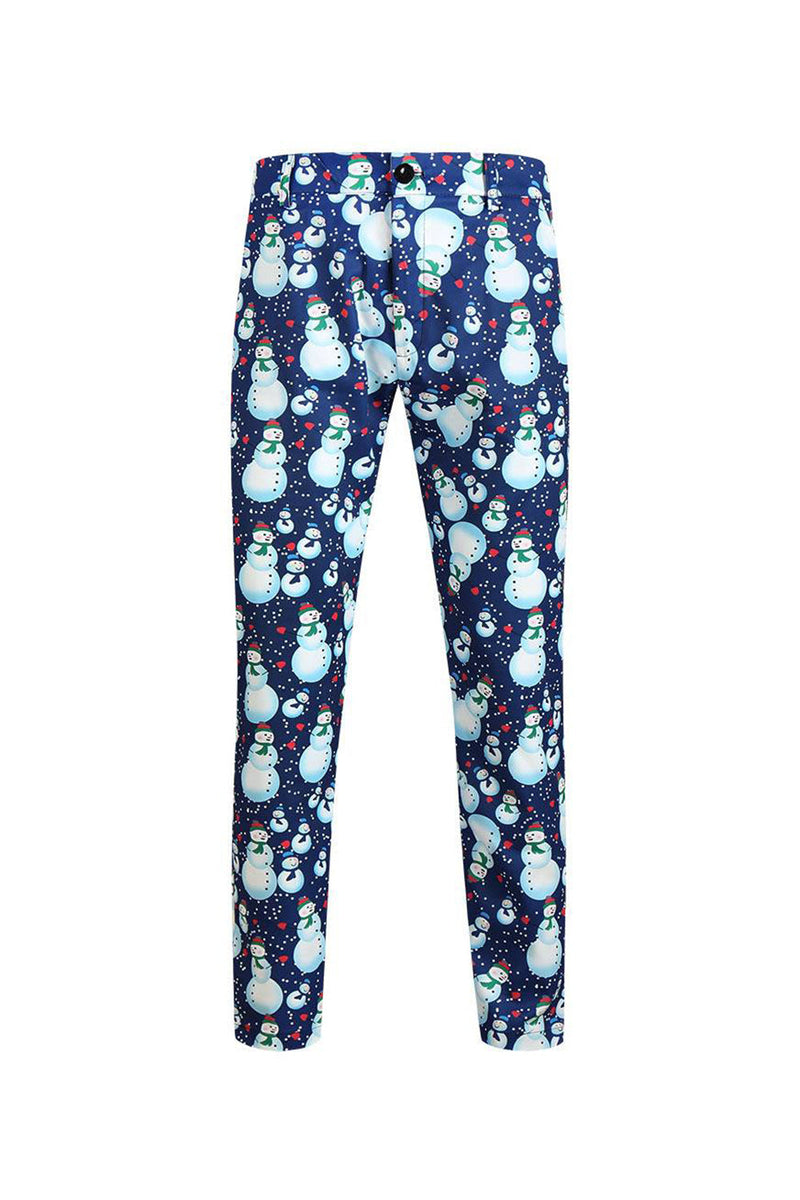 Load image into Gallery viewer, Notched Lapel One Button Blue Snowman Printed Men's Suits