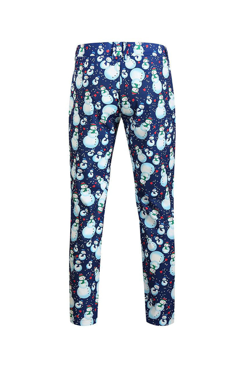 Load image into Gallery viewer, Notched Lapel One Button Blue Snowman Printed Men's Suits