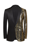 Load image into Gallery viewer, Sparkly Black and Golden Sequins Patchwork Men Blazer