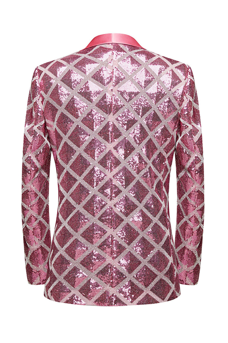 Load image into Gallery viewer, Shawl Lapel One Button Red Sequins Men's Prom Blazer