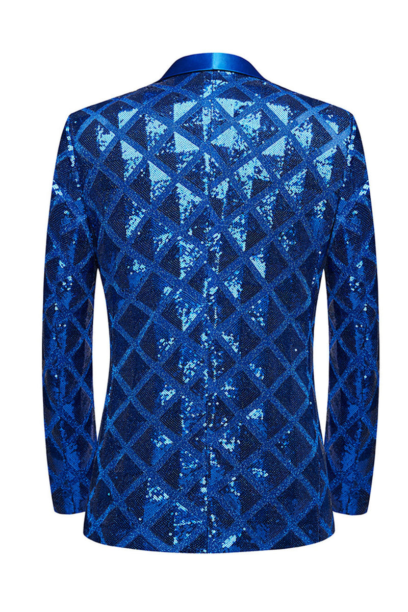 Load image into Gallery viewer, Shawl Lapel One Button Red Sequins Men's Prom Blazer