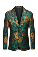 Load image into Gallery viewer, Green Jacquard Notched Lapel Men's Prom Blazer