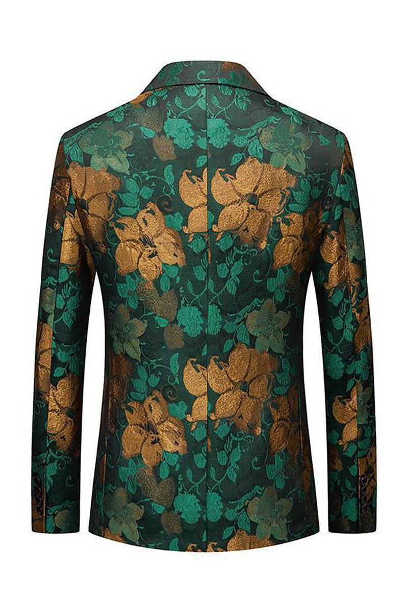 Load image into Gallery viewer, Green Jacquard Notched Lapel Men's Prom Blazer