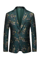 Load image into Gallery viewer, Dark Green Notched Lapel Embroidered Men's Prom Blazer