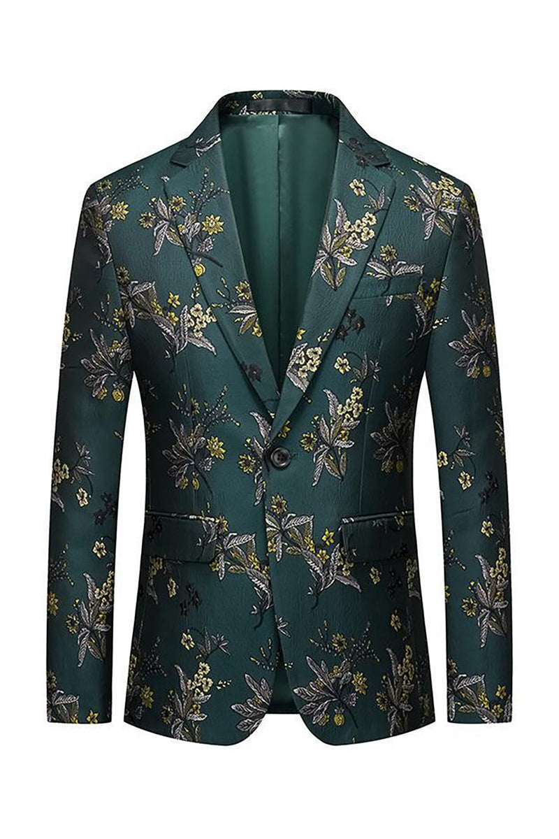 Load image into Gallery viewer, Dark Green Notched Lapel Embroidered Men's Prom Blazer
