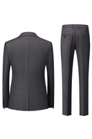 Load image into Gallery viewer, Black Grey 3 Piece Peak Lapel One Button Men's Suits