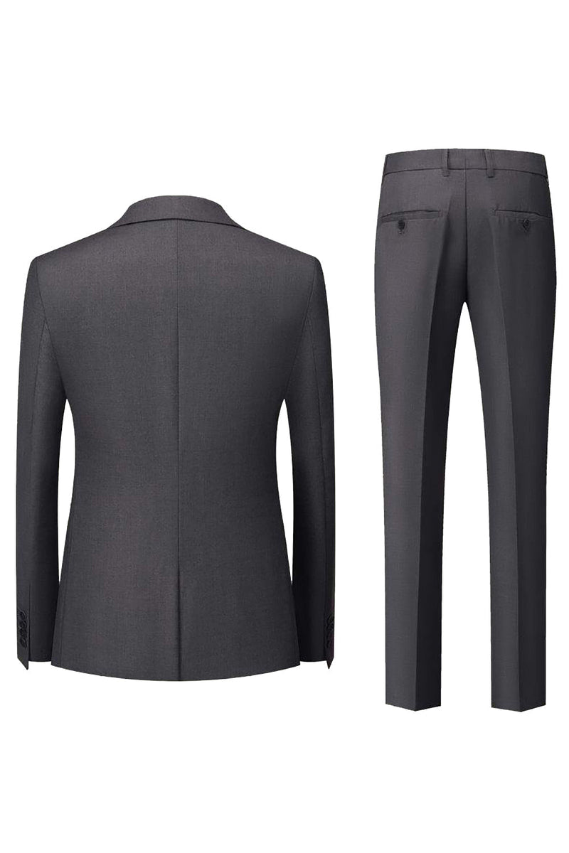 Load image into Gallery viewer, Black Grey 3 Piece Peak Lapel One Button Men's Suits