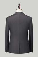Load image into Gallery viewer, Black Grey 3 Piece Peak Lapel One Button Men's Suits