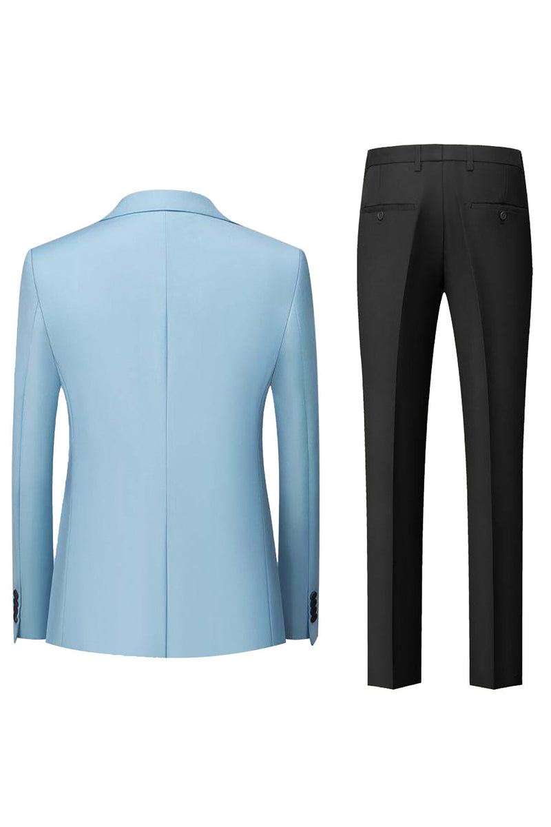 Load image into Gallery viewer, Black Grey 3 Piece Peak Lapel One Button Men's Suits