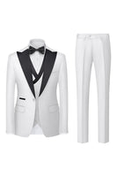 Load image into Gallery viewer, Black Grey 3 Piece Peak Lapel One Button Men's Suits