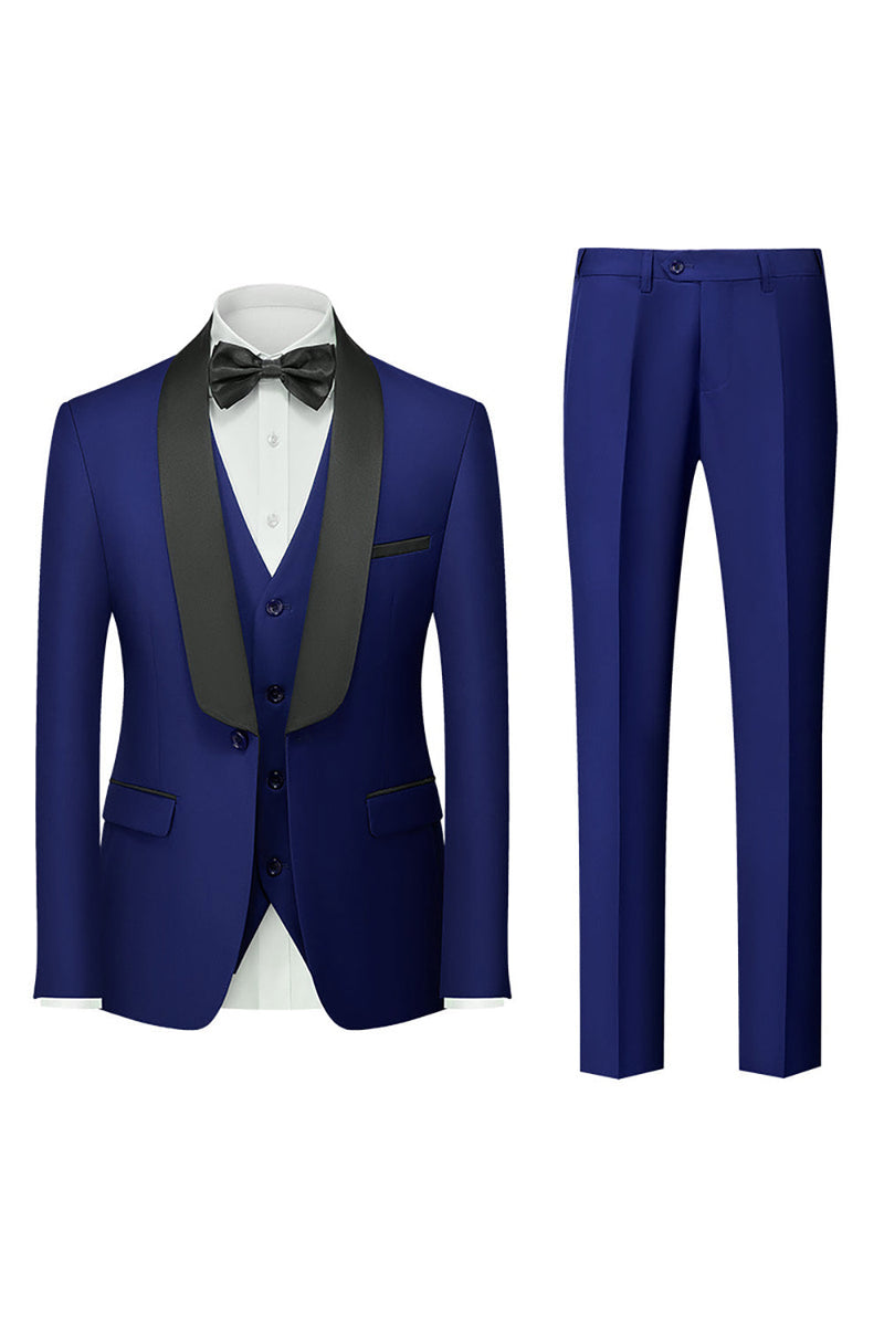 Load image into Gallery viewer, Royal Blue 3 Piece Shawl Lapel Men's Prom Suits