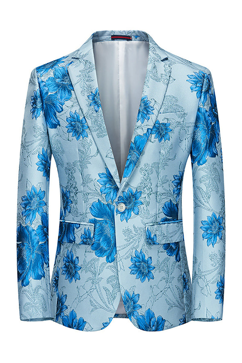 Load image into Gallery viewer, Pink Flower Jacquard Notched Lapel Men's Blazer