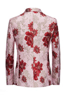 Load image into Gallery viewer, Pink Flower Jacquard Notched Lapel Men's Blazer