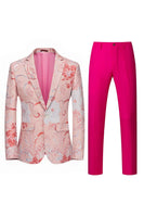 Load image into Gallery viewer, Light Pink Jacquard 2 Piece Notched Lapel  Men's Prom Suits