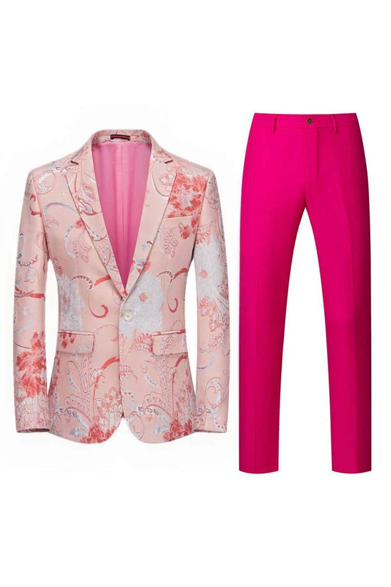 Load image into Gallery viewer, Light Pink Jacquard 2 Piece Notched Lapel  Men's Prom Suits