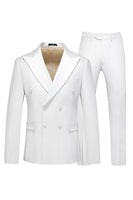 Load image into Gallery viewer, White Double Breasted 2 Piece Lapel Men's Formal Suits