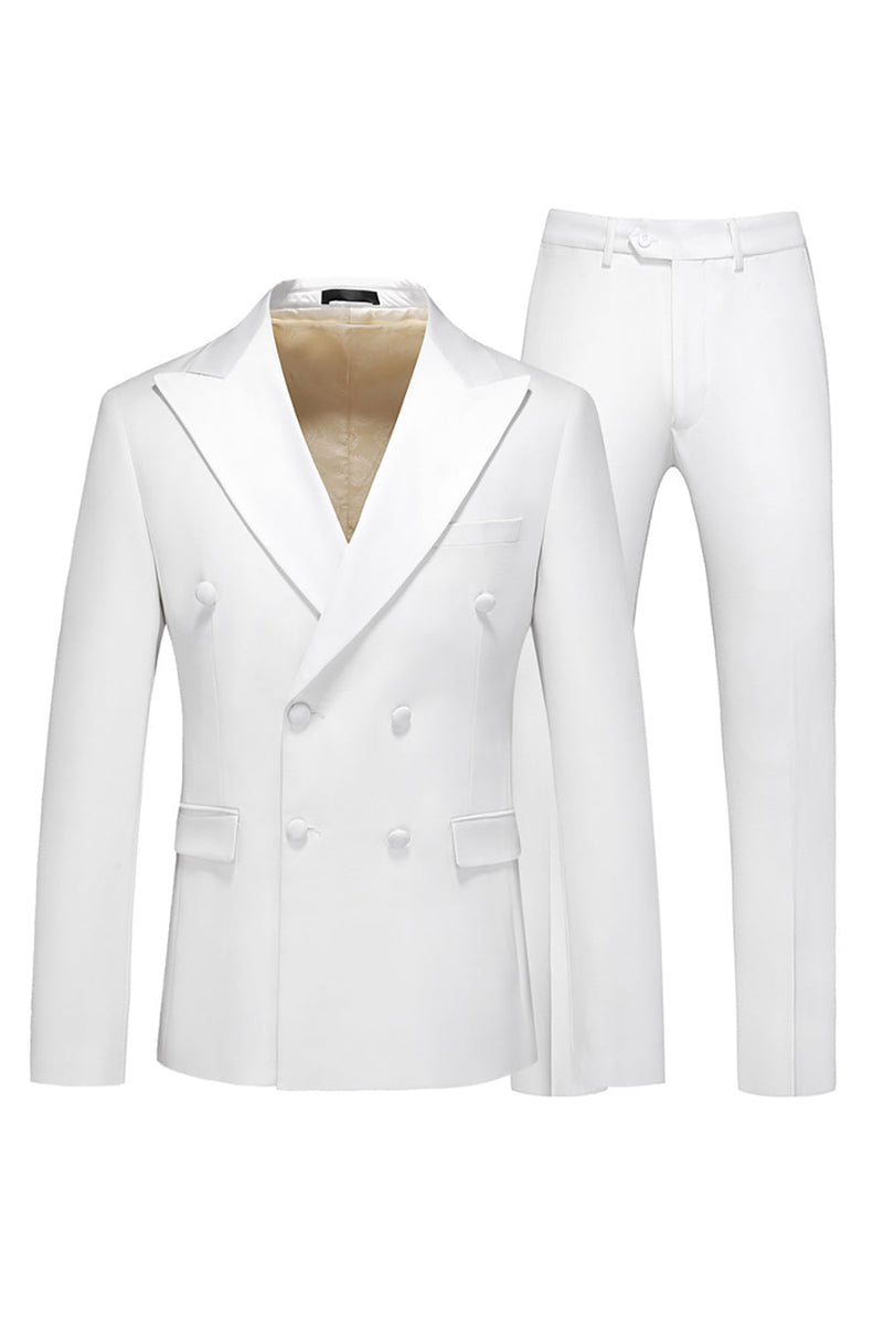 Load image into Gallery viewer, White Double Breasted 2 Piece Lapel Men's Formal Suits