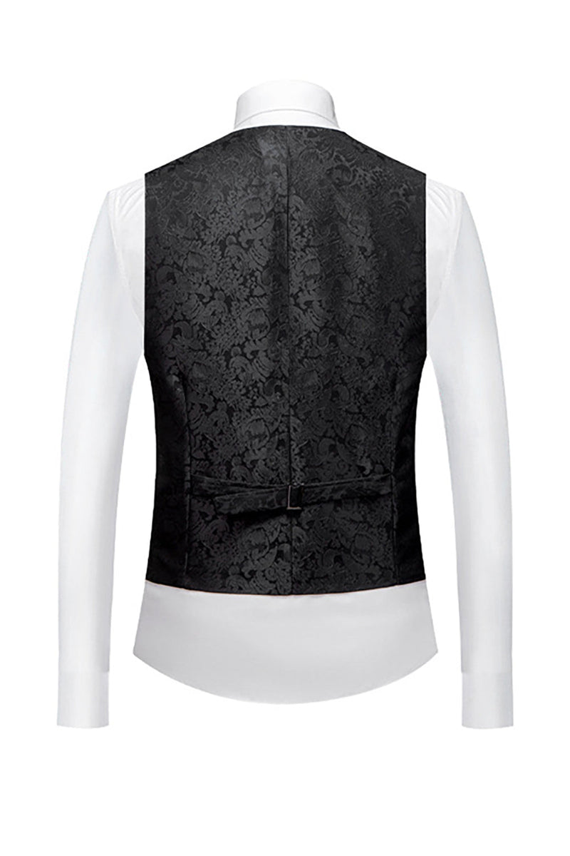 Load image into Gallery viewer, Black 3 Piece Jacquard Shawl Lapel Men's Prom Suits