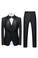 Load image into Gallery viewer, Light Blue Lapel Jacquard 3 Piece Men's Prom Suits